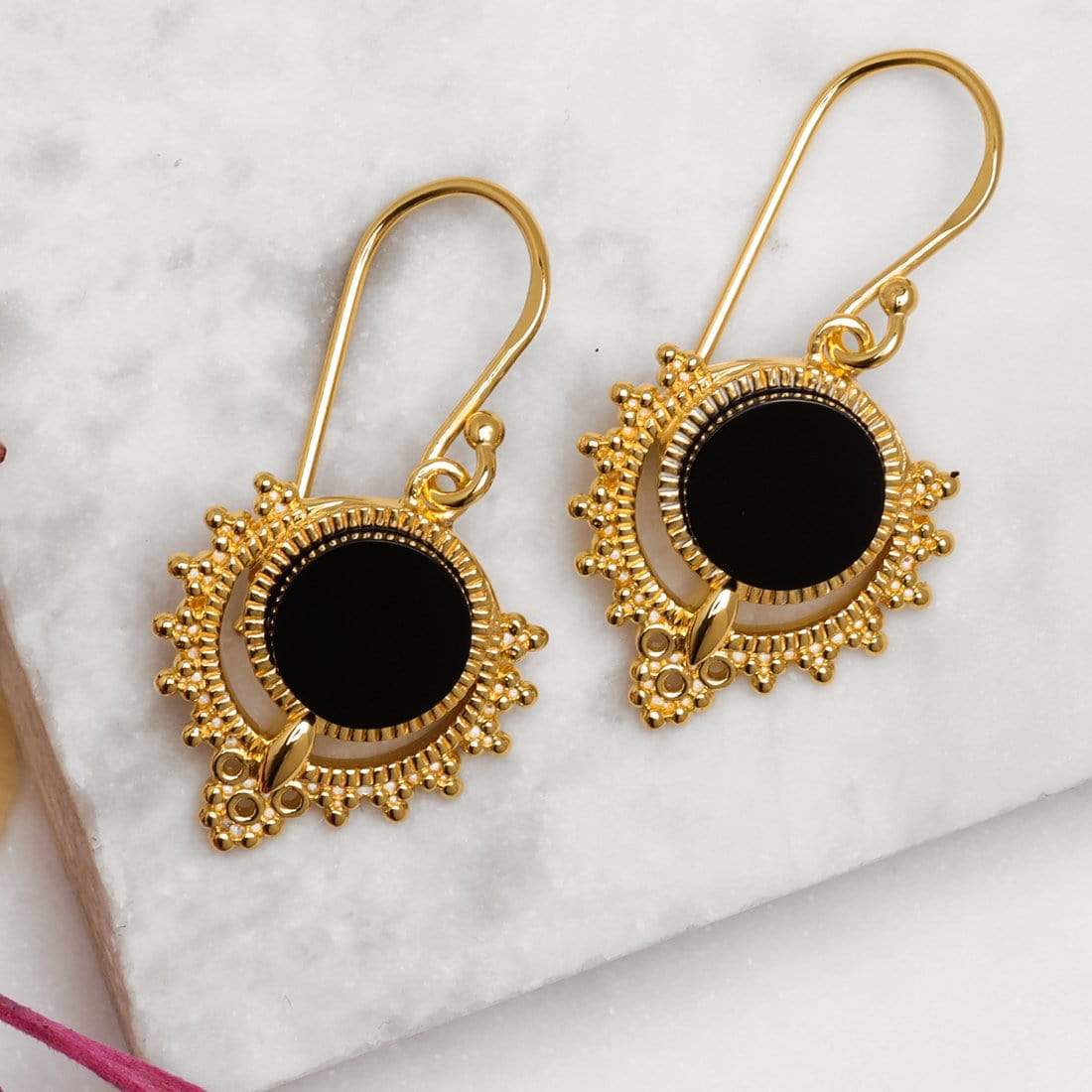 Midsummer Star Earrings Gold Periyar Onyx Earrings