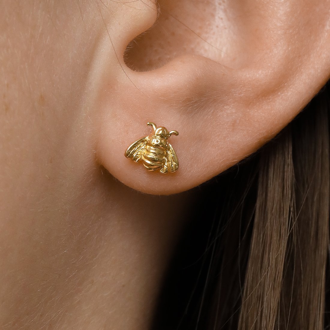 Pollination Bee Studs Gold