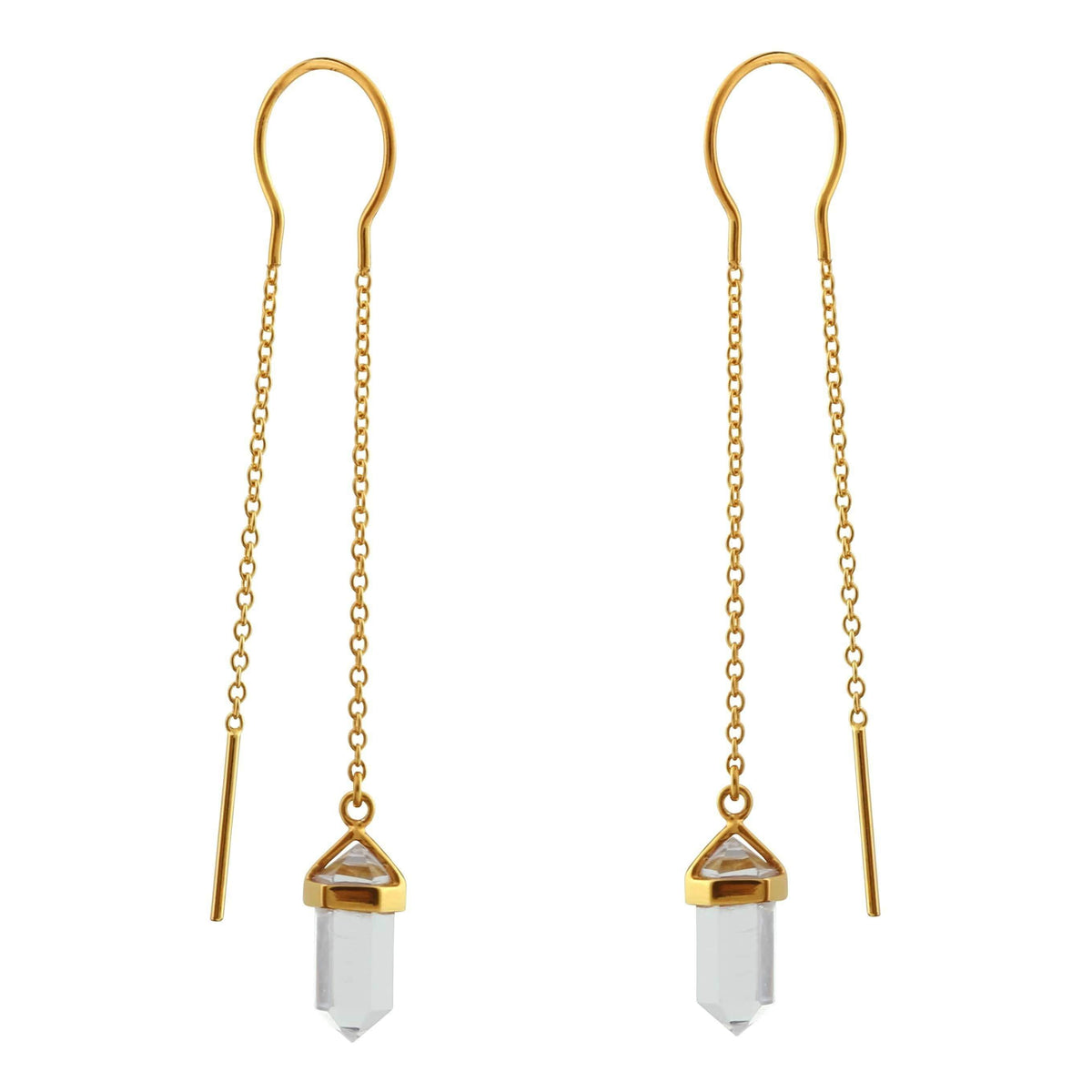 Starlight Crystal Threader Earrings Gold