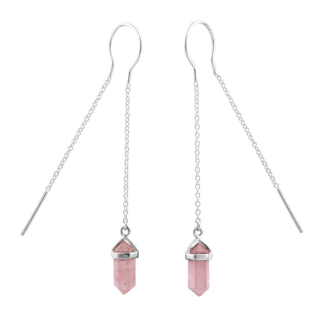 Starlight Rose Quartz Threader Earrings