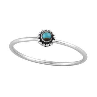 Dainty Beaded Turquoise Flower Ring - 5